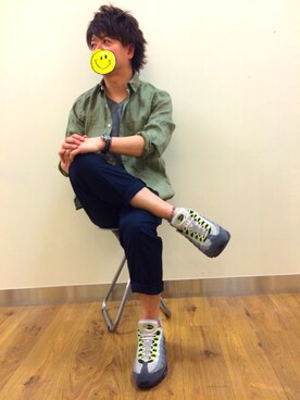 「NIKE（ナイキ）のNIKE ナイキ AIR MAX 95 OG エア マックス 95 OG M554970 071BLACK/VOLT （スニーカー、イエロー系）」を使った、アラフィフが見えてきた。。。さん（メンズ・174cm）の冬コーディネート