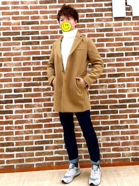「Right-on（ライトオン）の【BACK NUMBER】チェスターコート（チェスターコート、ベージュ系）」を使った、アラフィフが見えてきた。。。さん（メンズ・174cm）の秋コーディネート