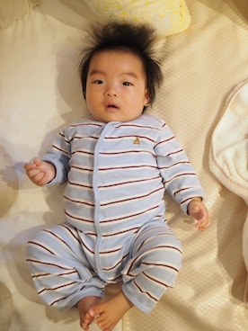 「babyGAP（babyGAP）のアイテム（ロンパース、ブルー系）」を使った、Meｇさん（キッズ）の秋コーディネート