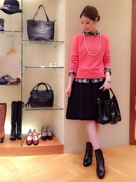 「ピンクニット」｜namiさん（レディース・166cm）の秋コーディネート