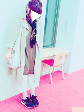 「カメラ女子」｜「アイテム（その他アウター）」を使った、ちなつんさん（レディース・157cm）の春コーディネート