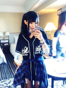 「STAY SICK CLOSINGのアイテム（その他アウター、ブラック系）」を使った、plume さん（レディース）の夏コーディネート
