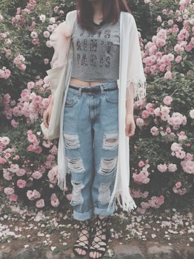 「Levi's（リーバイス）のアイテム（デニムパンツ、ブルー系）」を使った、plume さん（レディース）の夏コーディネート