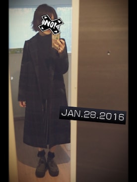 「ジョージコックス」｜「アイテム（チェスターコート）」を使った、もかちーのさん（レディース・156cm）の冬コーディネート