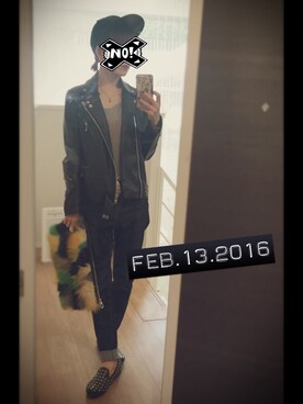 「RNA」｜「アイテム（ライダースジャケット）」を使った、もかちーのさん（レディース・156cm）の冬コーディネート