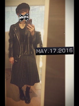 「RNA」｜「アイテム（ライダースジャケット）」を使った、もかちーのさん（レディース・156cm）の春コーディネート