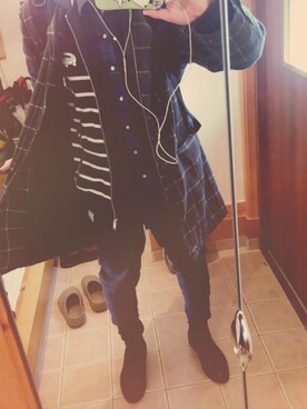 「NOLLEY’S（ノーリーズ）のアイテム（シューズ）」を使った、愛富丸さん（メンズ・167cm）の冬コーディネート
