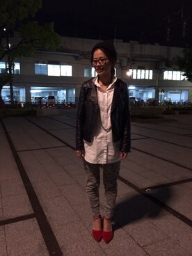 「ZARA（ザラ）の白シャツ（シャツ/ブラウス、ホワイト系）」を使った、bibi21さん（レディース・157cm）の春コーディネート