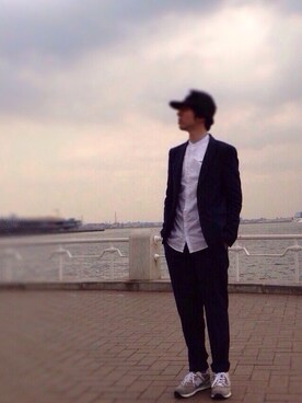 「HARE（ハレ）のアイテム（セットアップ）」を使った、トーマスさん（メンズ・165cm）の夏コーディネート