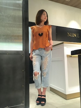 「NINE（ナイン）のアイテム」を使った、Mai Onoさん（レディース・165cm）の春コーディネート