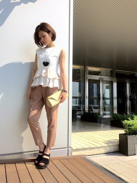 「NINE（ナイン）のアイテム（パンツ）」を使った、Mai Onoさん（レディース・165cm）の夏コーディネート