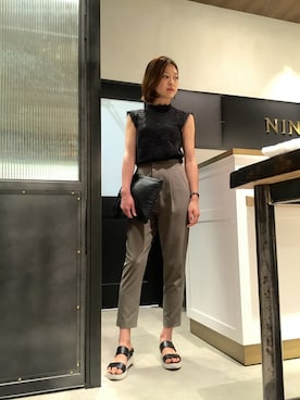 「NINE（ナイン）のアイテム（パンツ）」を使った、Mai Onoさん（レディース・165cm）の夏コーディネート