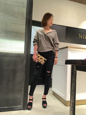 「NINE（ナイン）のアイテム（パンツ）」を使った、Mai Onoさん（レディース・165cm）の夏コーディネート