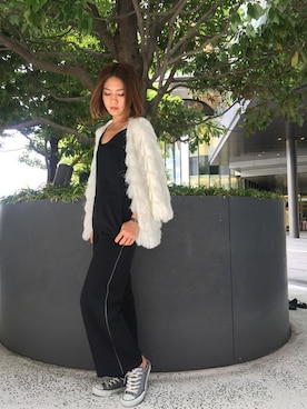 「NINE（ナイン）のアイテム（つなぎ/オールインワン）」を使った、Mai Onoさん（レディース・165cm）の秋コーディネート