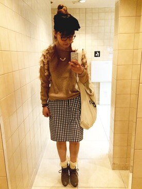 「パールアクセ」｜「アイテム（ブーティ）」を使った、eri*さん（レディース・160cm）の春コーディネート