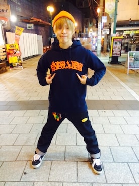 「ROLLING CRADLE（ローリングクレイドル）のアイテム（ニットキャップ/ビーニー）」を使った、漢くんさん（メンズ・170cm）の秋コーディネート