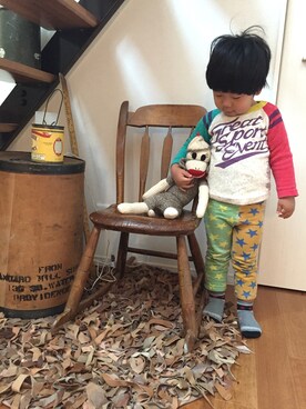 「abcd（ナシ）のアイテム（スウェット）」を使った、Maki Matusitaさん（キッズ・90cm）の冬コーディネート