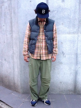 「WOOLRICH（ウールリッチ）のアイテム（ダウンベスト）」を使った、ʀɪᴋɪᴛᴀさん（メンズ・176cm）の冬コーディネート