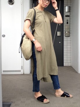 「カットオフ」｜「アイテム（ワンピース/ドレス）」を使った、ぺるもっちさん（レディース・162cm）の夏コーディネート