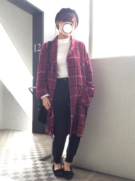 「リブニット」｜「アイテム（モカシン/デッキシューズ）」を使った、ぺるもっちさん（レディース・162cm）の秋コーディネート