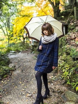 「I am I （アイアムアイ）のアイテム（ノーカラージャケット）」を使った、あ-たんさん（レディース・159cm）の秋コーディネート