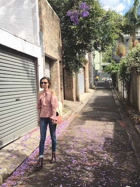 「HUDSON（ハドソン）のアイテム」を使った、Sarahさん（レディース・168cm）の秋コーディネート