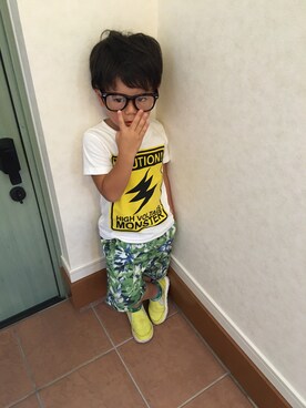 「Birthday（バースデイ）のアイテム（その他パンツ、グリーン系）」を使った、Rさん（キッズ・100cm）の夏コーディネート