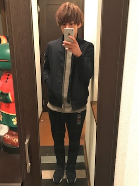 「JUNRED（ジュンレッド）のアイテム（MA-1）」を使った、"yuto"さん（メンズ・165cm）の冬コーディネート