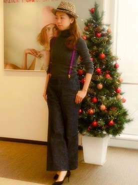 「アイテム（サスペンダー）」を使った、yoshida asamiさん（レディース・160cm）の冬コーディネート