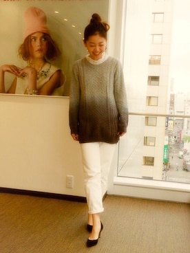 「ボーイフレンドデニム」｜yoshida asamiさん（レディース・160cm）の冬コーディネート