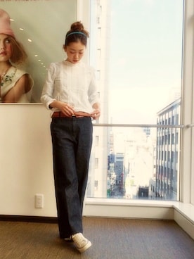 「アイテム（ヘアアクセサリー、ブルー系）」を使った、yoshida asamiさん（レディース・160cm）の冬コーディネート