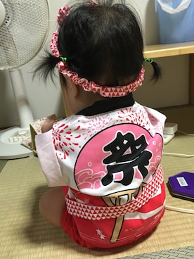 「娘」｜「アイテム（浴衣）」を使った、sou＊yuzuさん（キッズ・70cm）の秋コーディネート