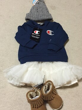 「9ヶ月」｜「アイテム（ブーツ）」を使った、sou＊yuzuさん（キッズ・70cm）の秋コーディネート