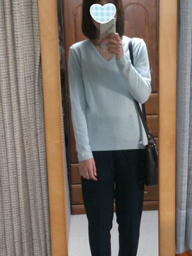 「BEAUTY&YOUTH UNITED ARROWS（ビューティーアンドユースユナイテッドアローズ）のBYBC ∵パラダイスVネックニット（ニット/セーター、グリーン系）」を使った、315さん（レディース・162cm）の秋コーディネート