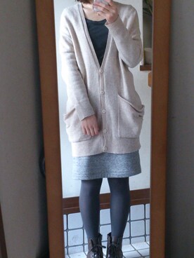 「UNIQLO（ユニクロ）のスウェットスカート（スカート、グレー系）」を使った、315さん（レディース・162cm）の冬コーディネート