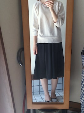 「GU（ジーユー）のガウチョ（パンツ、ブラック系）」を使った、315さん（レディース・162cm）の秋コーディネート