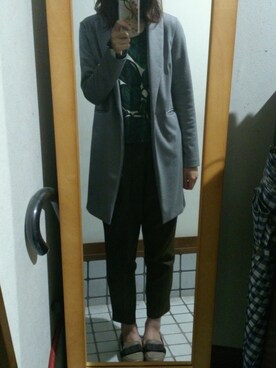 「JEANASIS（ジーナシス）のタックトラウザー/567732（スラックス、グリーン系）」を使った、315さん（レディース・162cm）の秋コーディネート