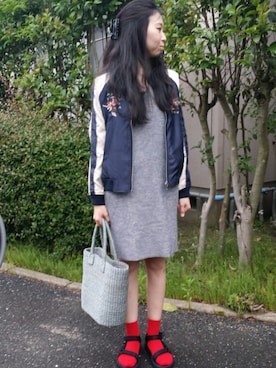 「DOUBLE NAME（ダブルネーム）のアイテム（MA-1）」を使った、shi-44さん（レディース・165cm）の春コーディネート