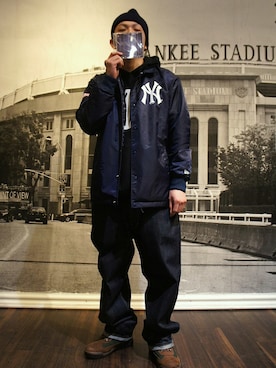 「アイテム（帽子）」を使った、a.k.a しゃたろうさん（メンズ・174cm・10代）の冬コーディネート