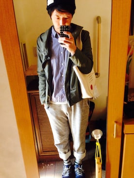 「STUDIOUS（ステュディオス）のアイテム（その他アウター）」を使った、ヒロさん（メンズ・173cm）の春コーディネート