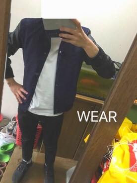 「JUNRED（ジュンレッド）のアイテム（スタジャン）」を使った、大多和 豪さん（メンズ・172cm）の春コーディネート
