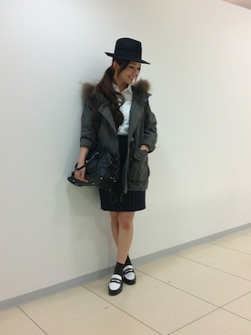 「Abahouse Devinette（ドゥヴィネット）のアイテム（モッズコート）」を使った、harunaさん（レディース・160cm）の秋コーディネート