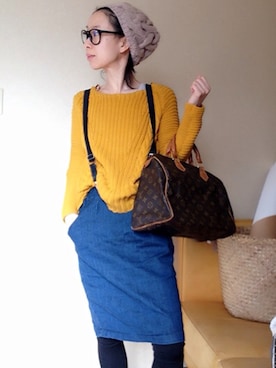 「ヴィトンバッグ」｜「アイテム（ニットキャップ/ビーニー）」を使った、hiromiさん（レディース・152cm）の冬コーディネート