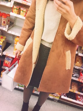 「アイテム（ムートンコート）」を使った、rina ♡さん（レディース・165cm・20代）の冬コーディネート
