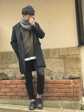 「ソックス」｜「アイテム（チェスターコート）」を使った、GAIさん（メンズ・176cm）の秋コーディネート