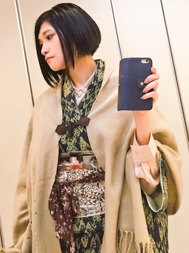 「アイテム（浴衣、グリーン系）」を使った、AZさん（レディース・155cm）の秋コーディネート