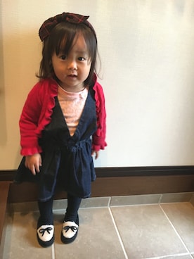 「アイテム（モカシン/デッキシューズ）」を使った、Ria☺︎★*さん（キッズ・90cm）の秋コーディネート