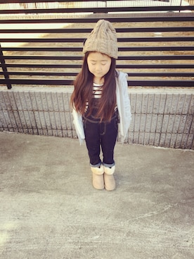 「寒い」｜「アイテム（サロペット/オーバーオール）」を使った、amiyu◡̈♥︎さん（キッズ・110cm）の冬コーディネート
