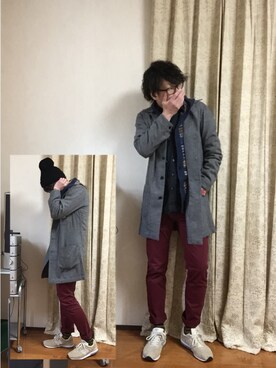 「Lee（リー）のアイテム（ステンカラーコート）」を使った、おかっぴきさん（メンズ・171cm）の春コーディネート