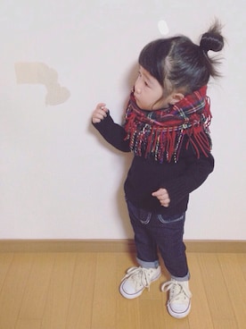 「黒ニット」｜fuyunekoさん（キッズ・80cm）の秋コーディネート
